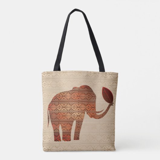 Elephant Tribal Kunstontwerp Tote Bag (Achterkant)