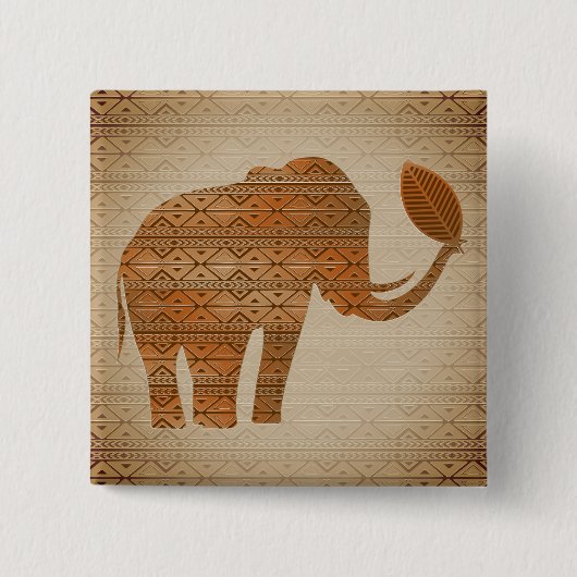 Elephant Tribal Kunstontwerp Vierkante Button 5,1 Cm (Voorkant)
