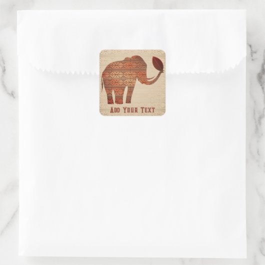 Elephant Tribal Kunstontwerp Vierkante Sticker (Tas)