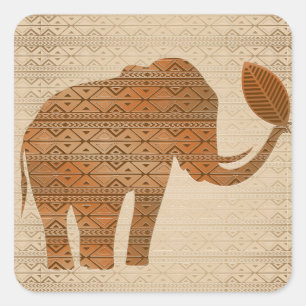 Elephant Tribal Kunstontwerp Vierkante Sticker