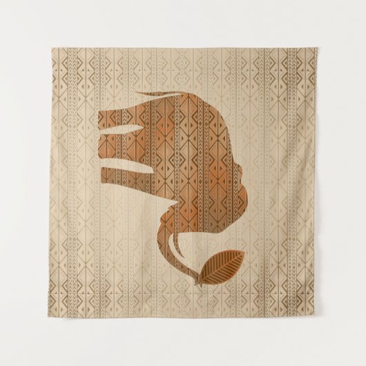 Elephant Tribal Kunstontwerp Wandkleed (Voorkant (horizontaal))