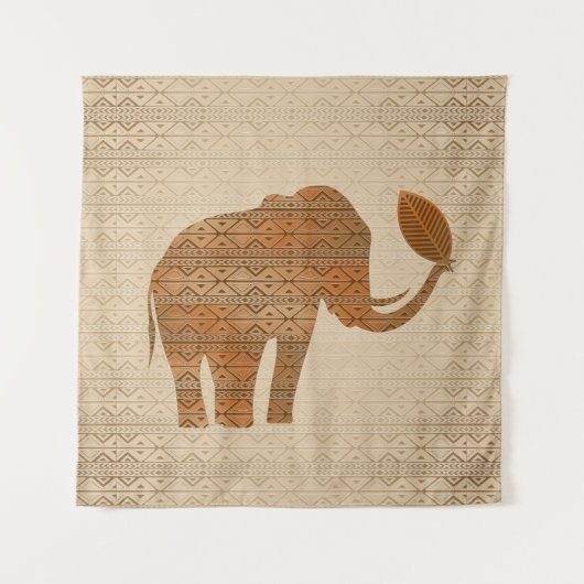 Elephant Tribal Kunstontwerp Wandkleed (Voorkant)