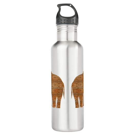 Elephant Tribal Kunstontwerp Waterfles (Achterkant)