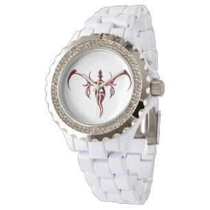 Elephant Tribal Tattoo - rood en zwart Horloge