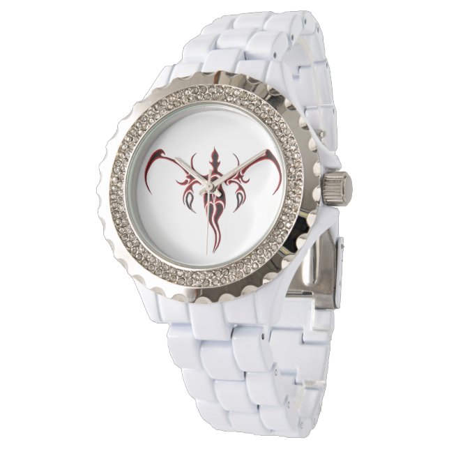 Elephant Tribal Tattoo - rood en zwart Horloge (Gekanteld)