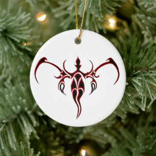 Elephant Tribal Tattoo - rood en zwart Keramisch Ornament