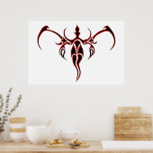 Elephant Tribal Tattoo - rood en zwart Poster (Keuken)
