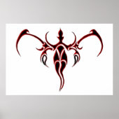 Elephant Tribal Tattoo - rood en zwart Poster (Voorkant)