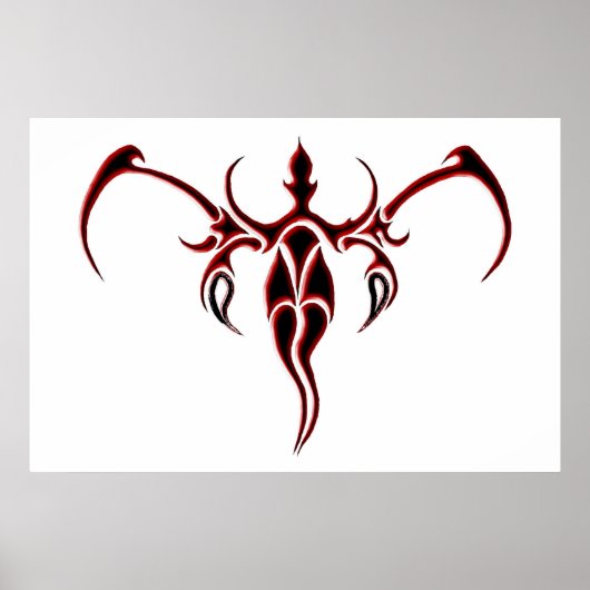Elephant Tribal Tattoo - rood en zwart Poster (Voorkant)