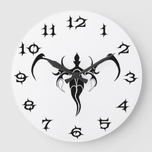 Elephant Tribal Tattoo - Zwart-wit Grote Klok