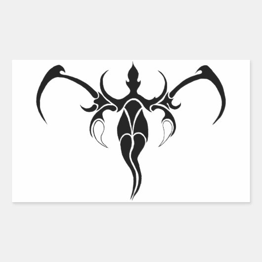 Elephant Tribal Tattoo - Zwart-wit Rechthoekige Sticker (Voorkant)