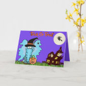 Elephant "Trick or Treating" op Schattigee Hallowe Kaart (Gele Bloem)