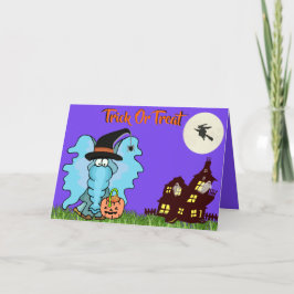 Elephant "Trick or Treating" op Schattigee Hallowe Kaart