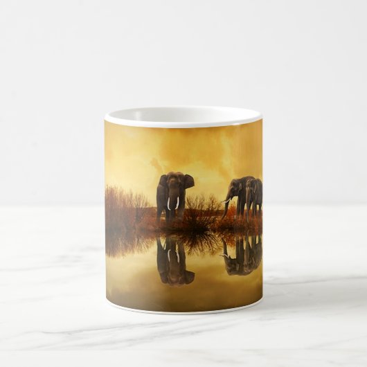 Elephant Trio Wildlife Coffee Mok (Center)