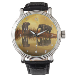 Elephant Trio Wildlife Wrist Watch Horloge