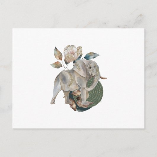 Elephant Tropical Animal Waterverf Briefkaart (Voorkant)
