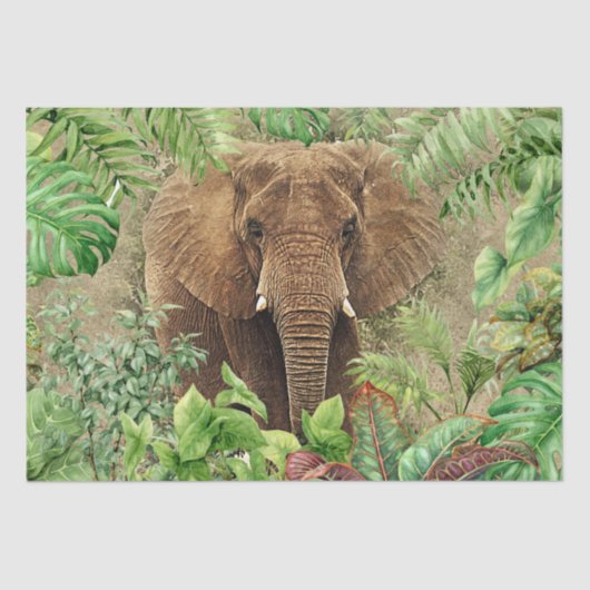 Elephant Tropical Palm Tissuepapier (Voorkant)