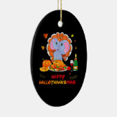 Elephant Turkey Thankgiving Funny Wine Happy Hallo Keramisch Ornament (Rechts)