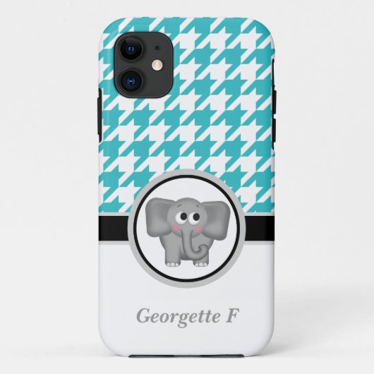 Elephant Turquoise White Houndstooth iPhone 5 Hoes (Achterkant)