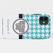 Elephant Turquoise White Houndstooth iPhone 5 Hoes (Achterkant (horizontaal))