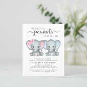 Elephant Twin Baby Boy Girl drive by Shower Invite (Staand voorkant)