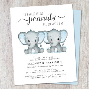 Elephant Twin Baby Boys Shower - Begrotingsuitnodi
