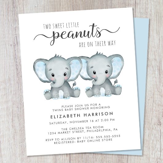 Elephant Twin Baby Boys Shower - Begrotingsuitnodi