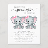 Elephant Twin Baby Girls Showby Mail Invitation (Voorkant)