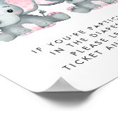 Elephant Twin Baby Girls Shower Diaper Raffle Poster (Hoek)