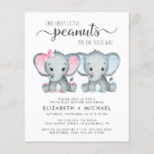 Elephant Twin Boy Girl Couples Baby shower Invite (Voorkant)