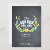 Elephant twin boy Invitation, Floral, Baby 1st Kaart (Achterkant)