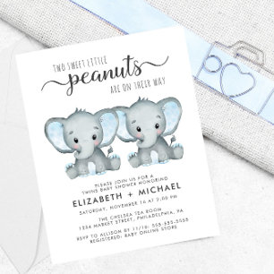 Elephant Twin Boys Baby Couples Shower Invitation