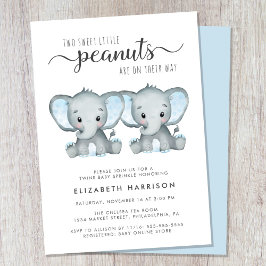 Elephant Twin Boys Baby Sprinkle Kaart