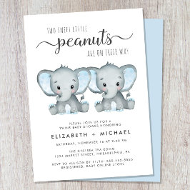 Elephant Twin Boys Couples Baby shower Kaart