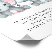 Elephant Twin Girl Boy Baby shower Diaper Raffle Poster (Hoek)