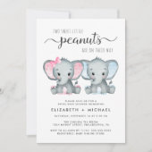 Elephant Twin Girl Boy Couples Baby shower Kaart (Voorkant)