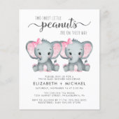 Elephant Twin Girls Baby Couples Shower Invitation (Voorkant)