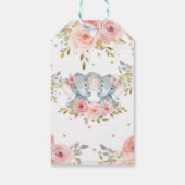 Elephant Twin Girls Baby shower Dank je wel gunst Cadeaulabel (Achterkant)