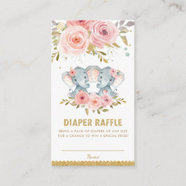 Elephant Twin Girls Baby shower Diaper Raffle Informatiekaartje