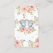 Elephant Twin Girls Baby shower Diaper Raffle Informatiekaartje (Achterkant)