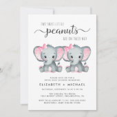 Elephant Twin Girls Couples Baby shower Kaart (Voorkant)