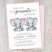 Elephant Twin Girls Couples Baby shower Kaart