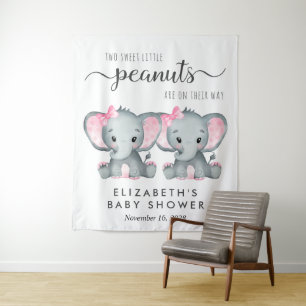 Elephant Twin Meisjes Baby shower Welkom Wandkleed