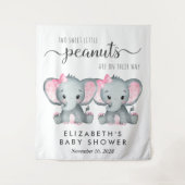 Elephant Twin Meisjes Baby shower Welkom Wandkleed (Voorkant)
