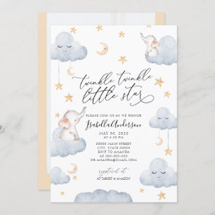 Elephant Twinkle Little Star Yellow Baby shower Kaart
