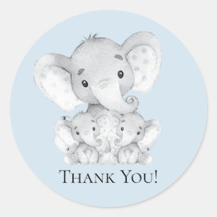 Elephant Twins Baby shower Dank u Favor Sticker