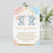 Elephant Twins Blue Pink Floral Books voor baby's Informatiekaartje (Staand voorkant)