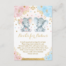 Elephant Twins Blue Pink Floral Books voor baby's Informatiekaartje