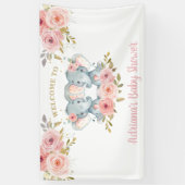 Elephant Twins Girls Baby shower Backdrop Decor Spandoek (Verticaal)