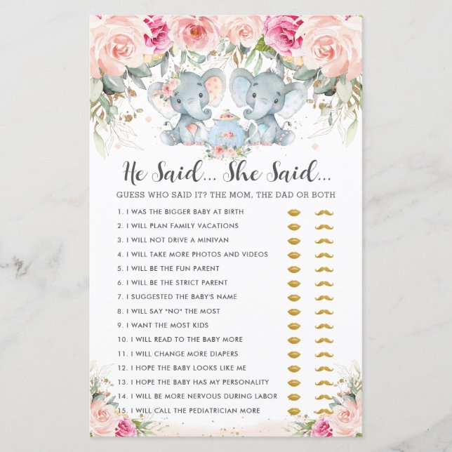 Elephant Twins Tea Party Hij zei dat ze spel zei (Voorkant)